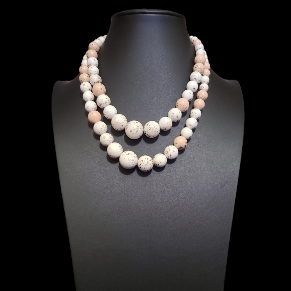 16" Vintage White Beaded Necklace Lot 8